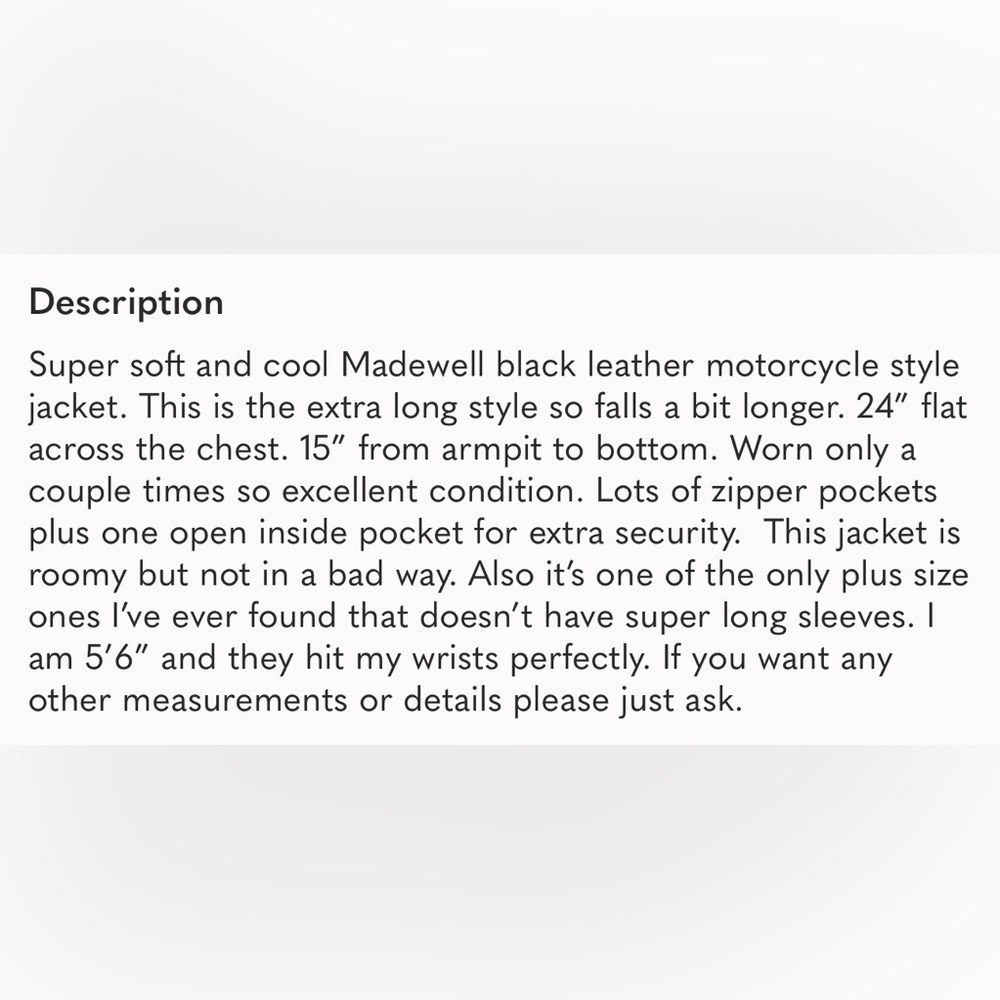 Madewell Black Leather Moto Jacket XXL - Picture 6 of 6